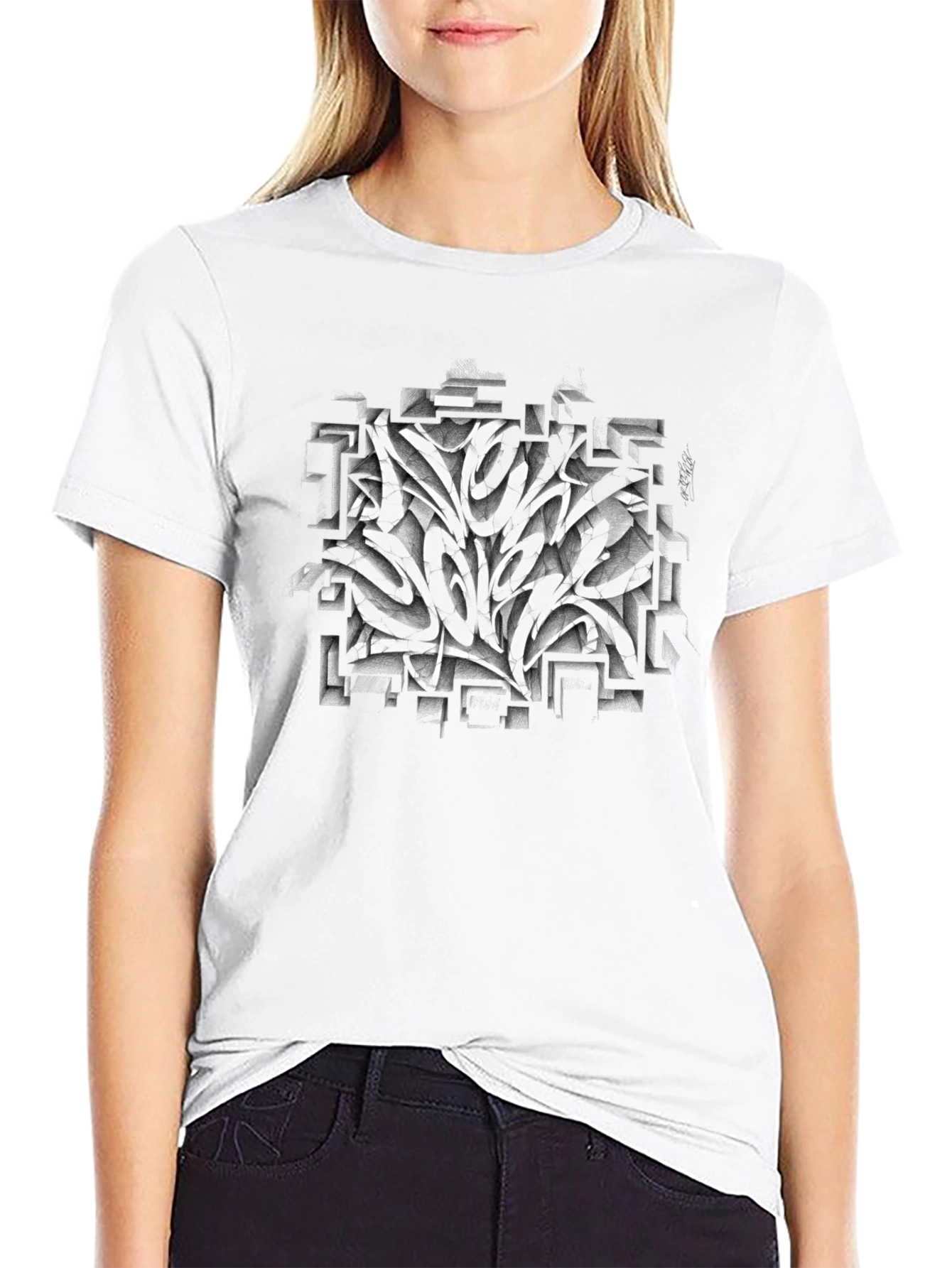 Abstract Graffiti Art Graphic Black T-Shirt