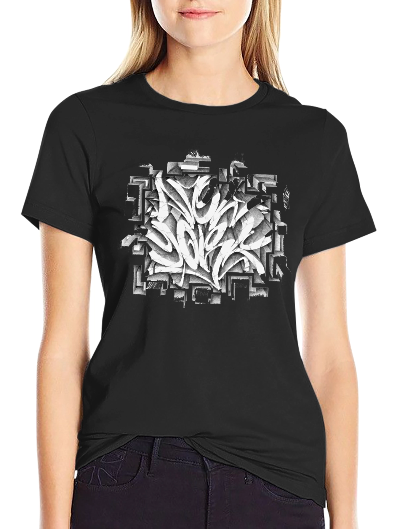 Abstract Graffiti Art Graphic Black T-Shirt