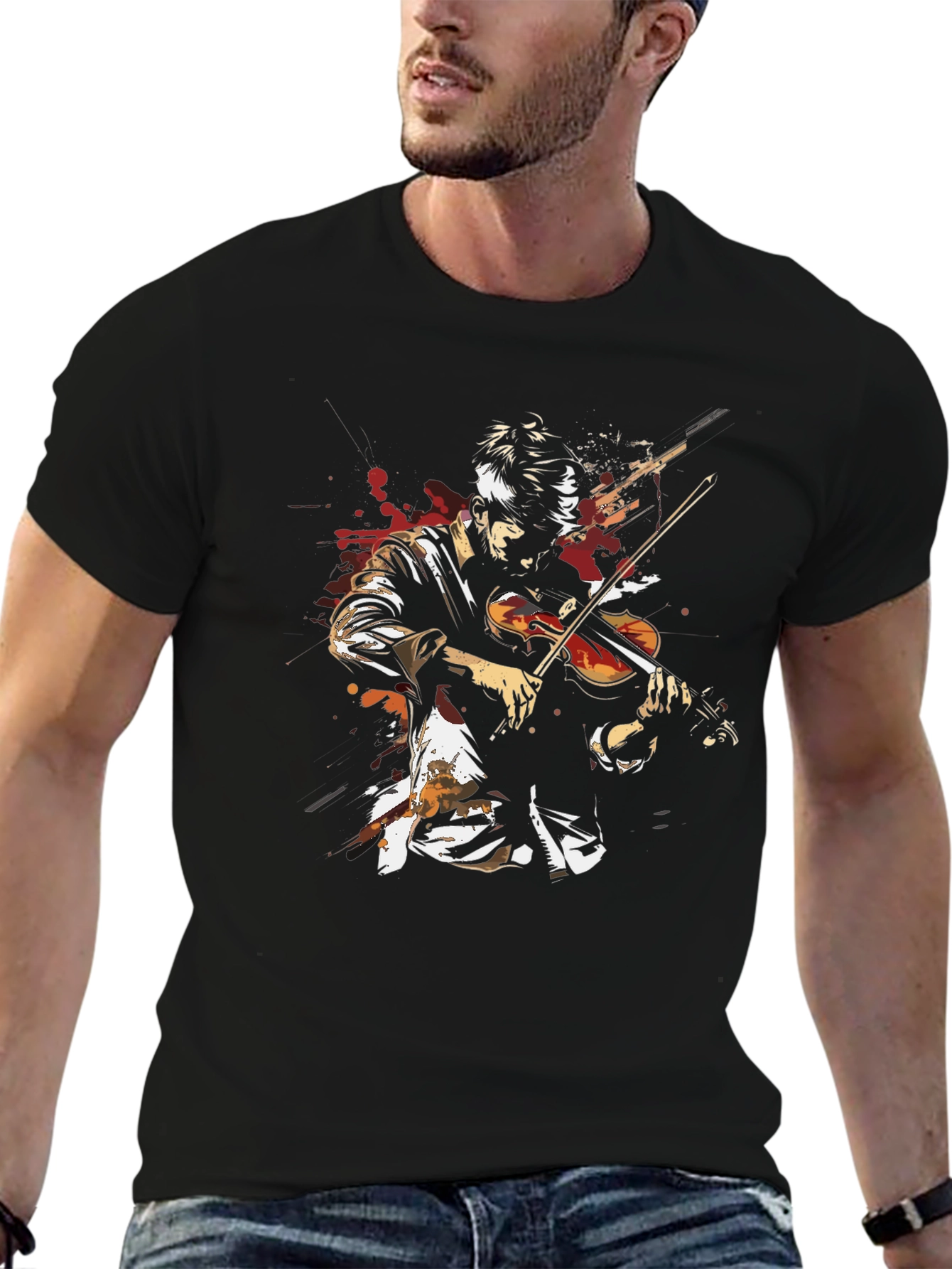 Violinist Graphic Tee - Artistic Music Lovers Shirt