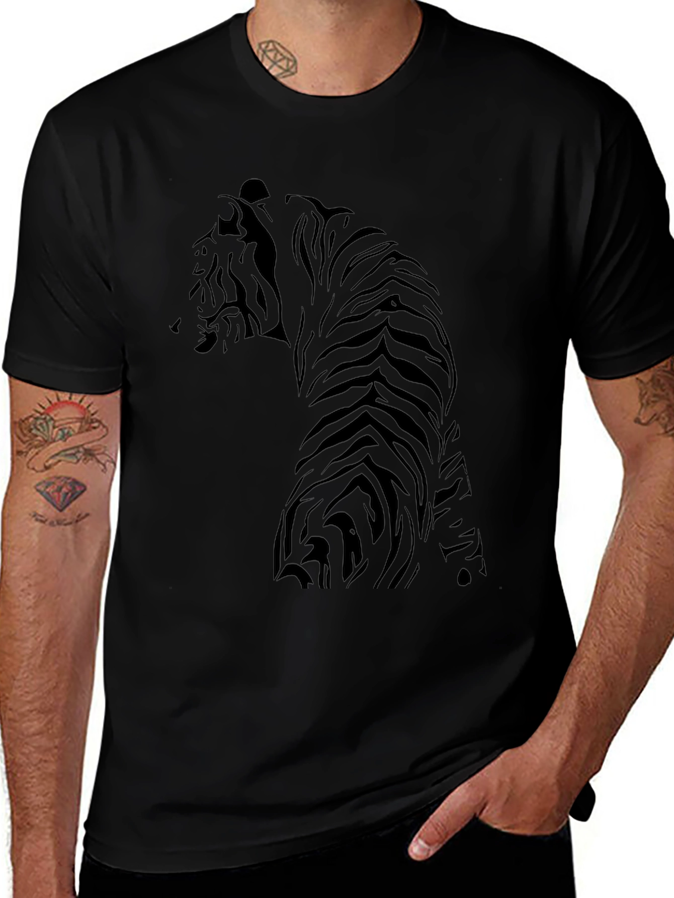Tiger Graphic Black T-Shirt - Mens Fashion