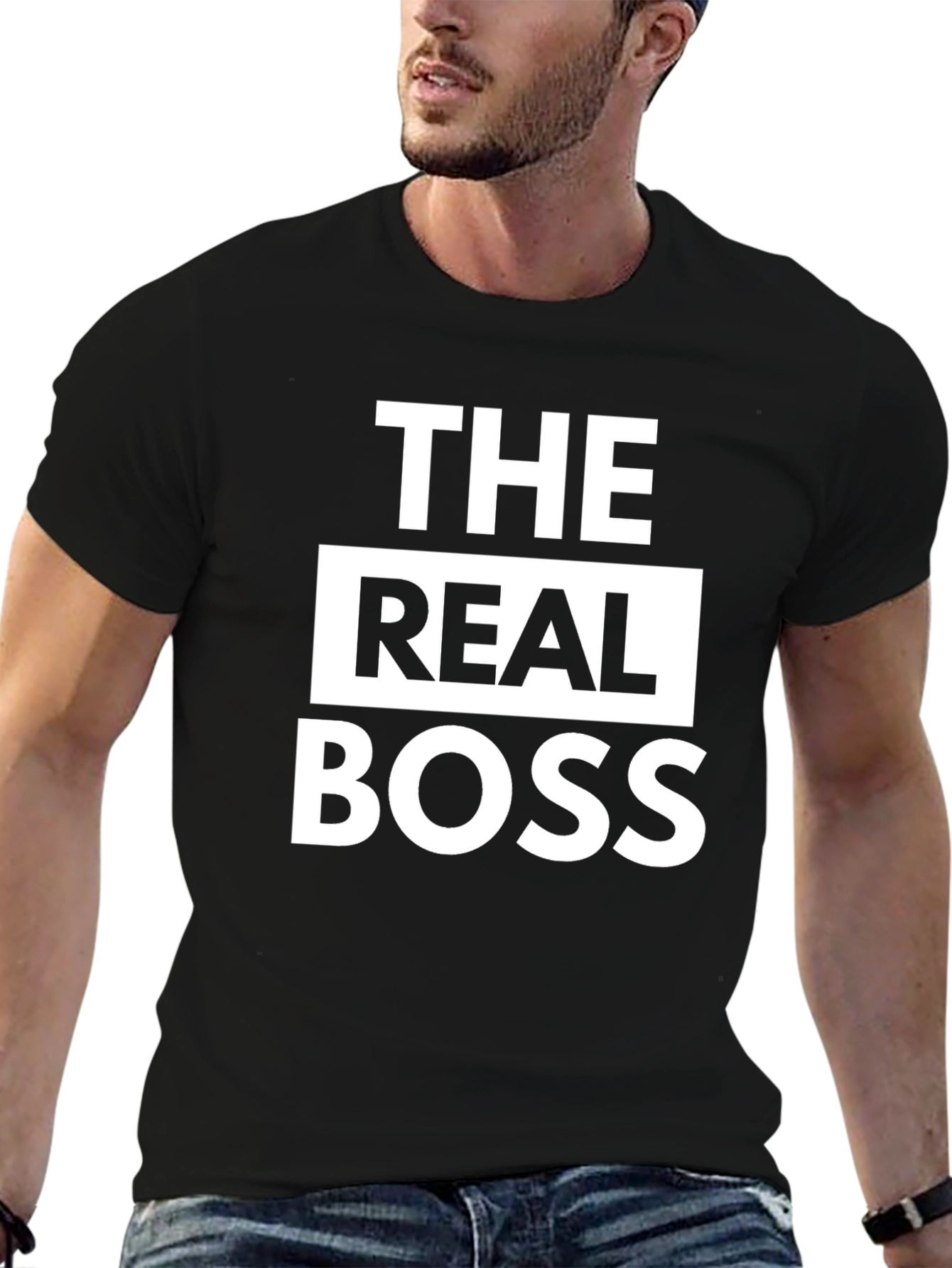 The Real Boss Graphic Tee - Black Cotton T-Shirt