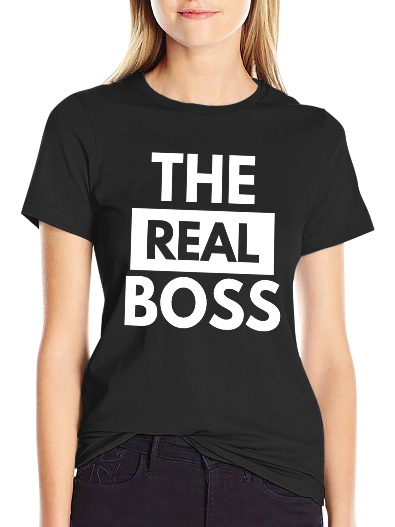 The Real Boss Graphic Tee - Black Cotton T-Shirt