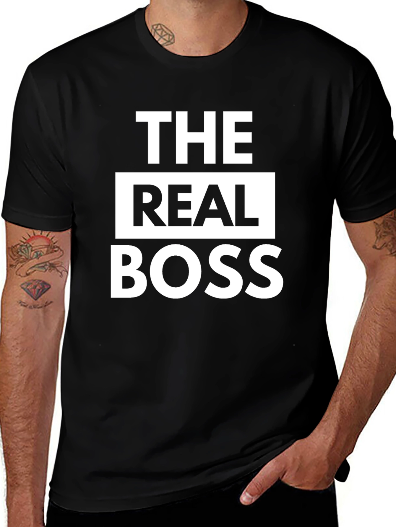 The Real Boss Graphic Tee - Black Cotton T-Shirt
