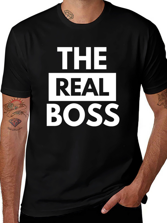 The Real Boss Graphic Tee - Black Cotton T-Shirt