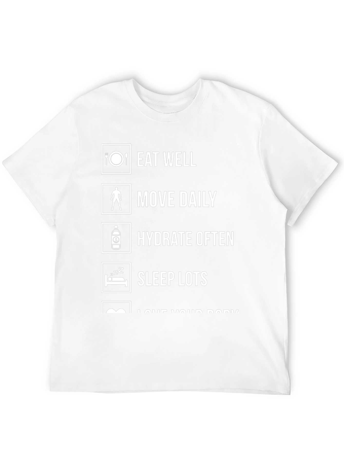 Eat Well Move Daily Hydrate Often Black Graphic Tee
