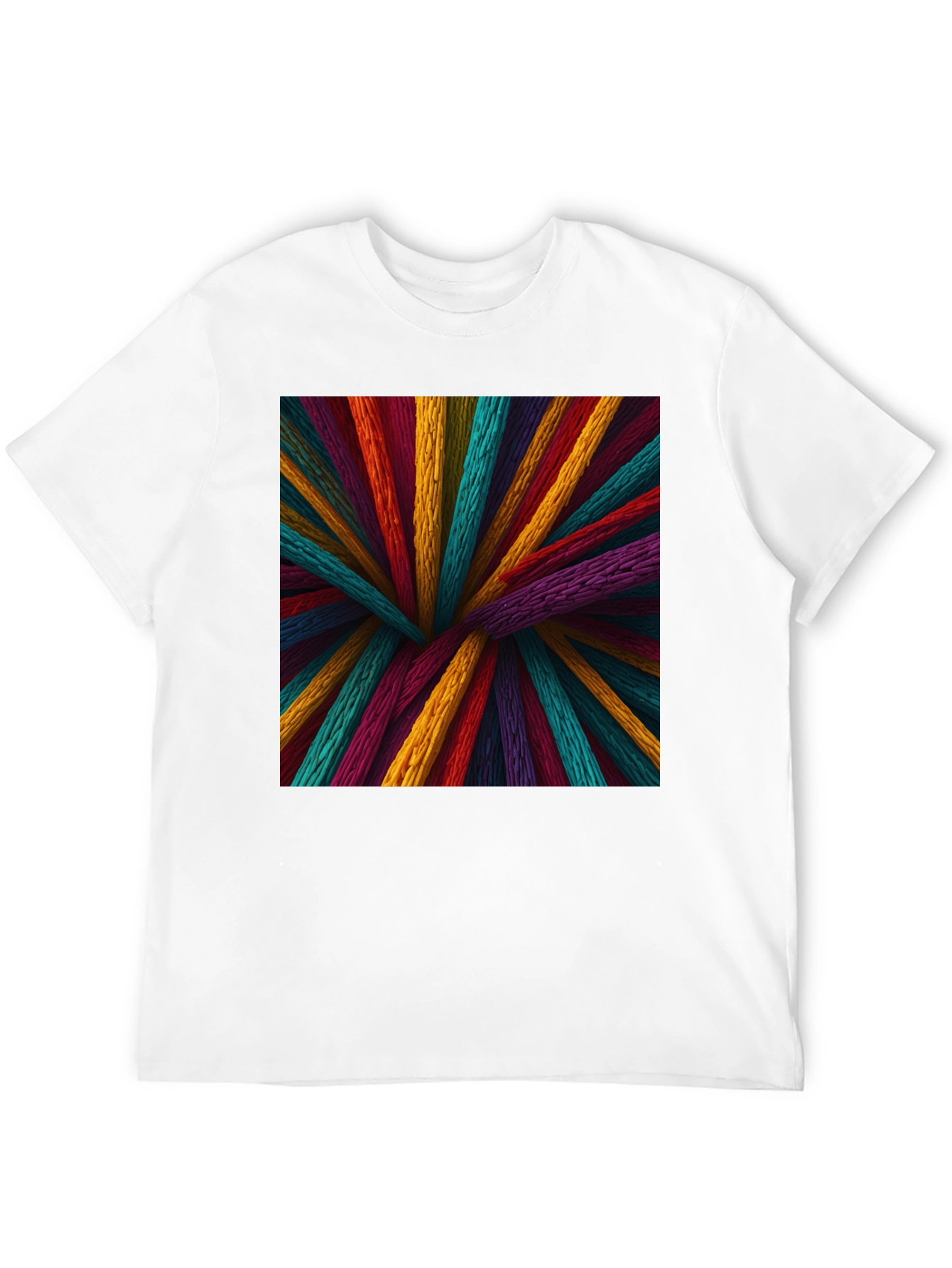 Vibrant Wooden Sticks Graphic Print Black T-Shirt