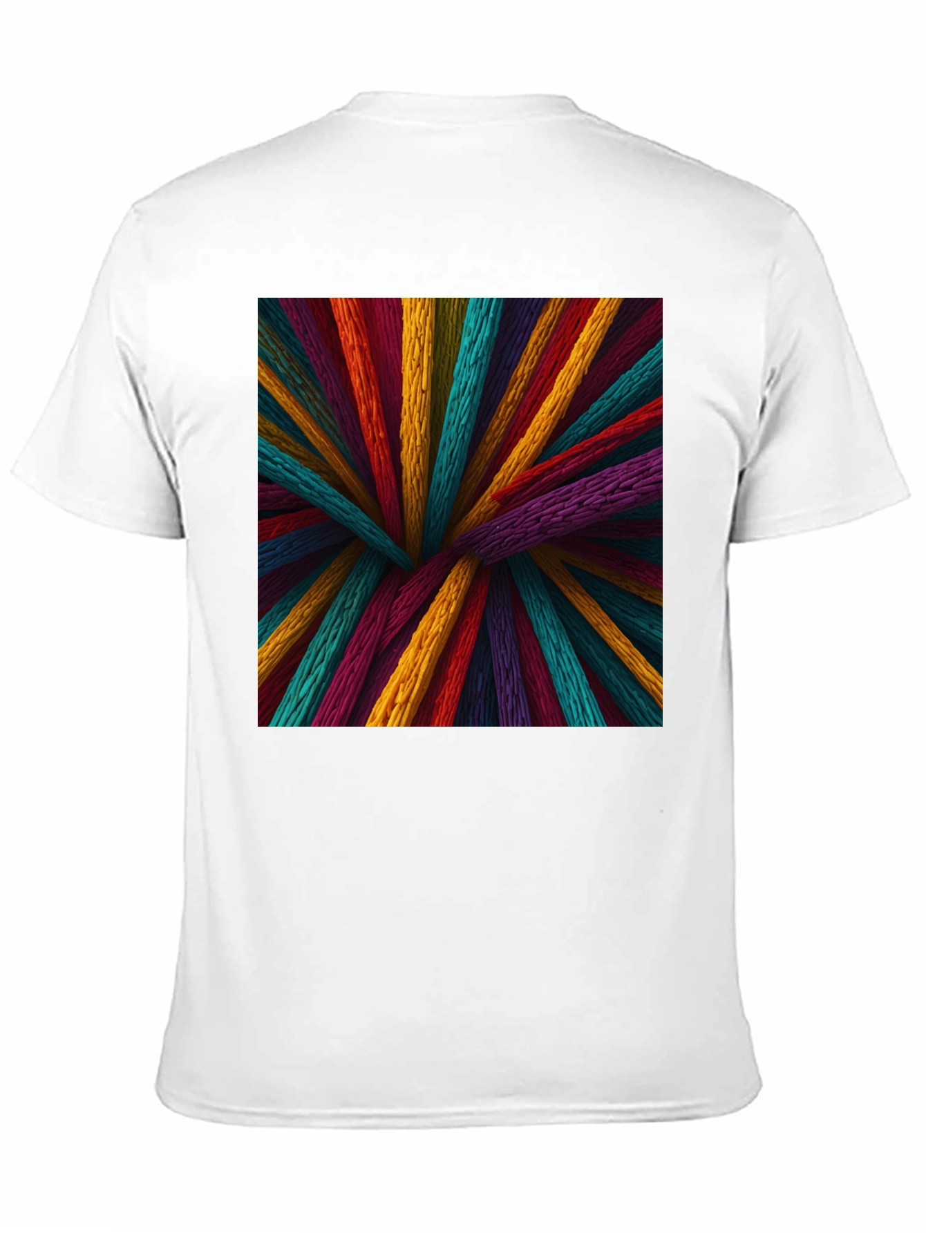 Vibrant Wooden Sticks Graphic Print Black T-Shirt