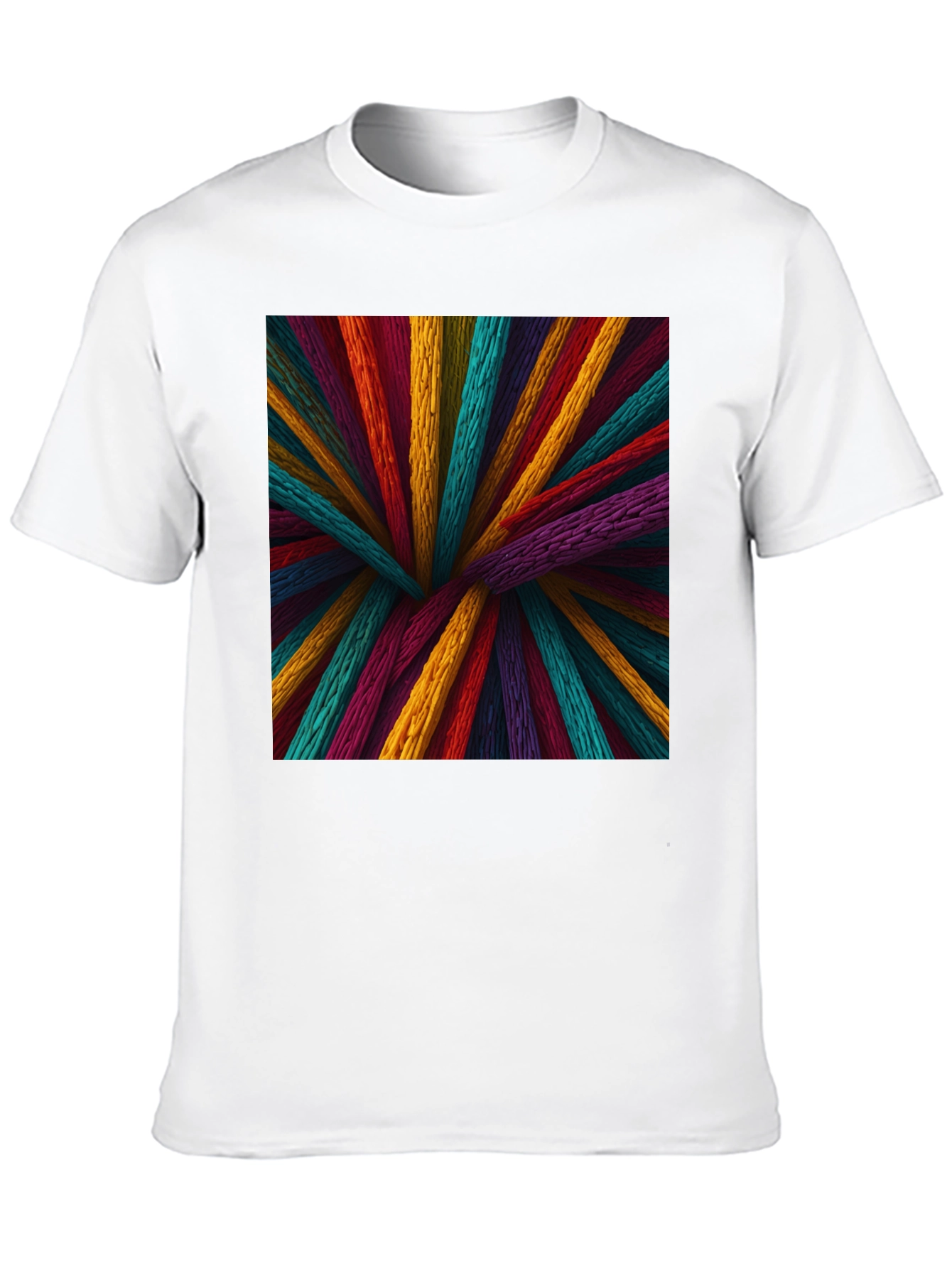 Vibrant Wooden Sticks Graphic Print Black T-Shirt