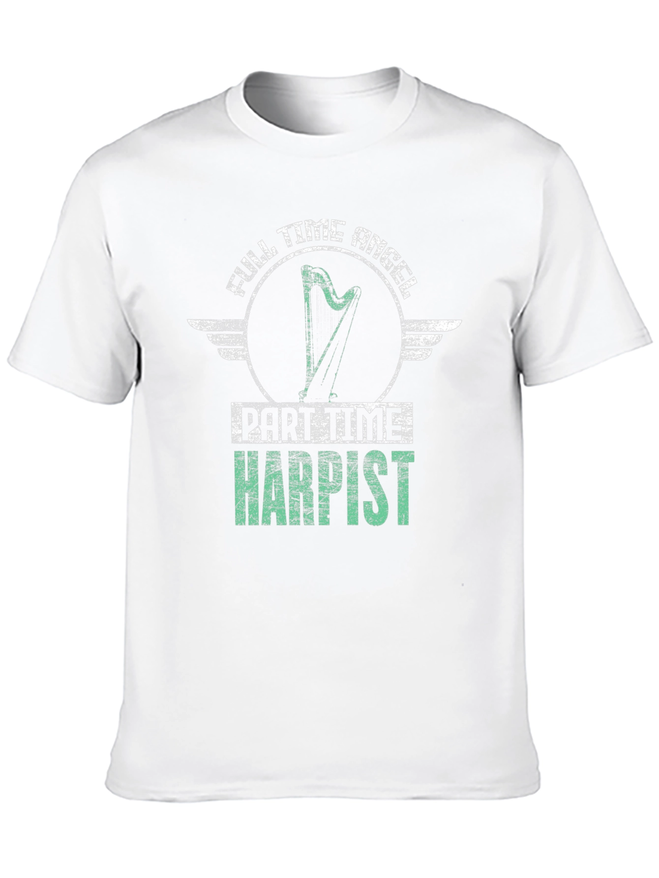 Full Time Angel Part Time Harpist Black T-Shirt