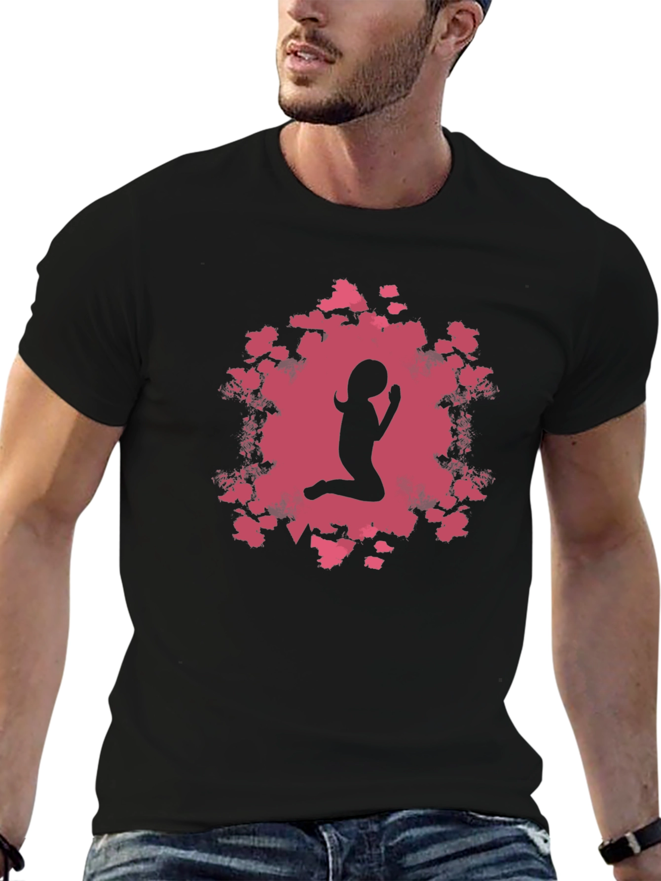Praying Girl Black T-Shirt