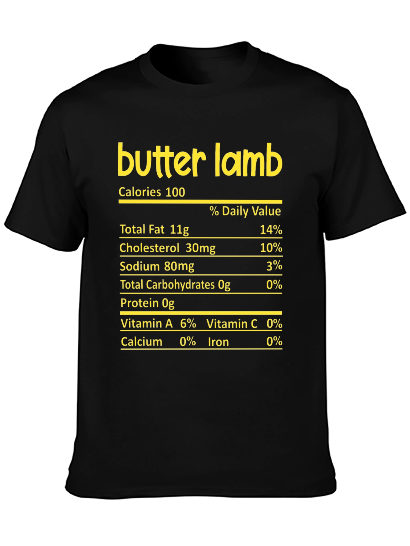 Butter Lamb Nutrition Facts Funny T-Shirt