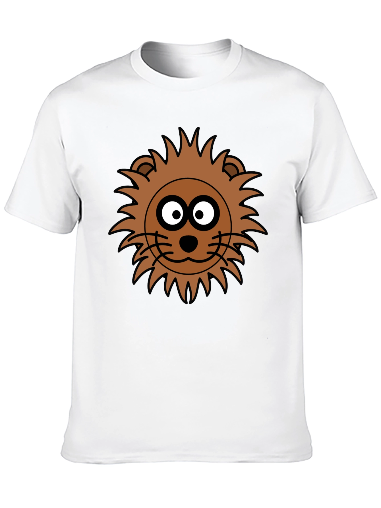 Lion Face Graphic Tee - Black Crew Neck T-Shirt