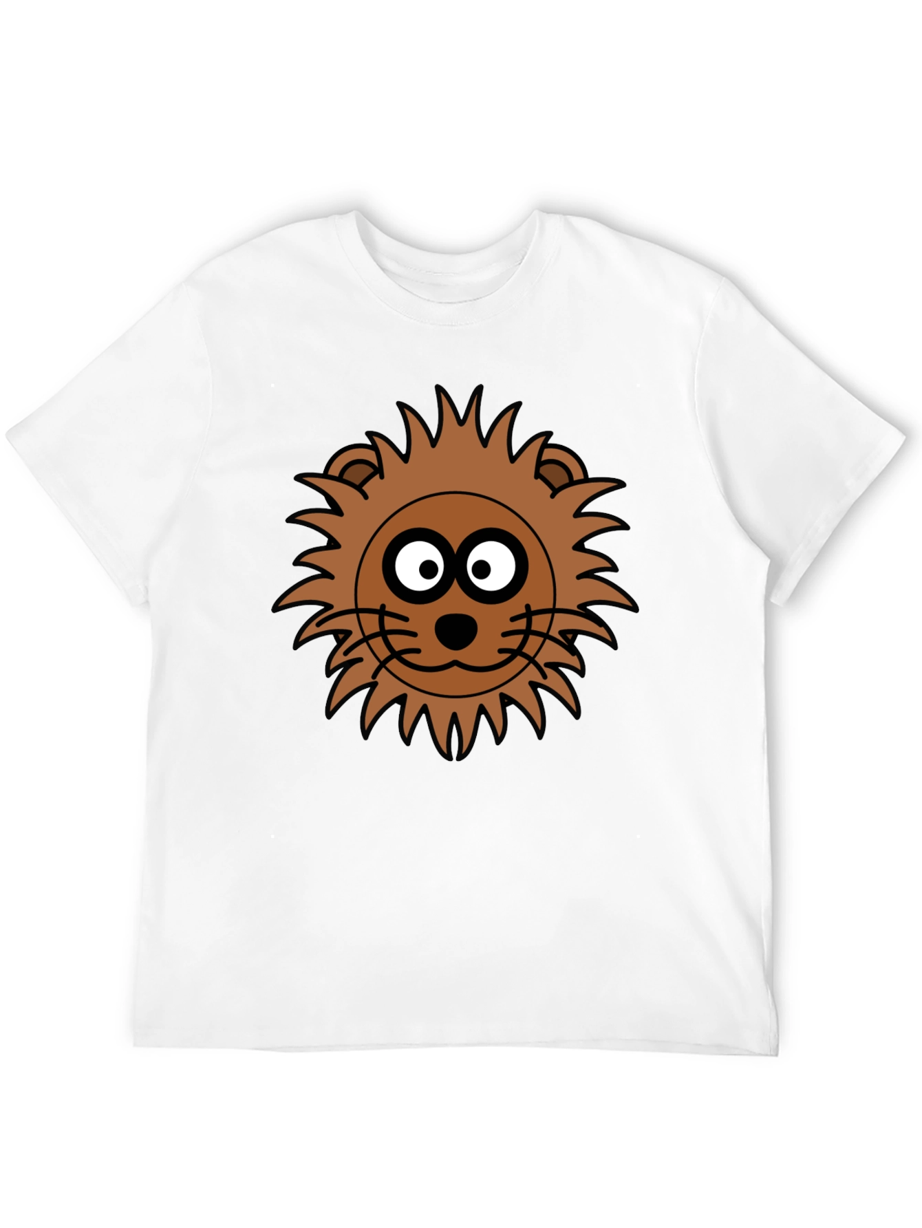 Lion Face Graphic Tee - Black Crew Neck T-Shirt