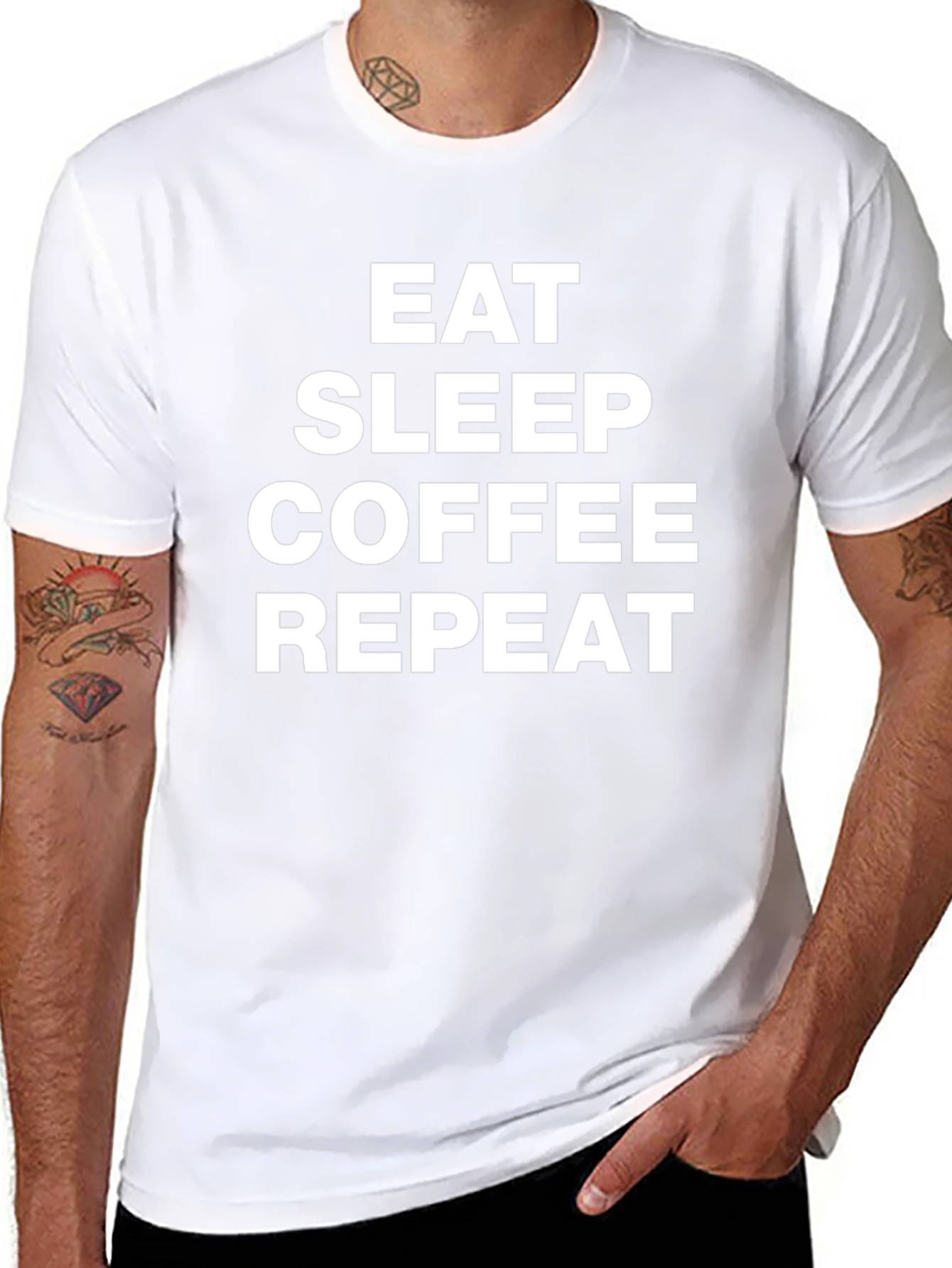 Eat Sleep Coffee Repeat Graphic Tee - Black