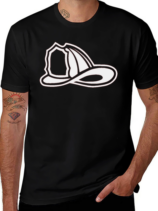 Black T-Shirt with Firefighter Hat Graphic