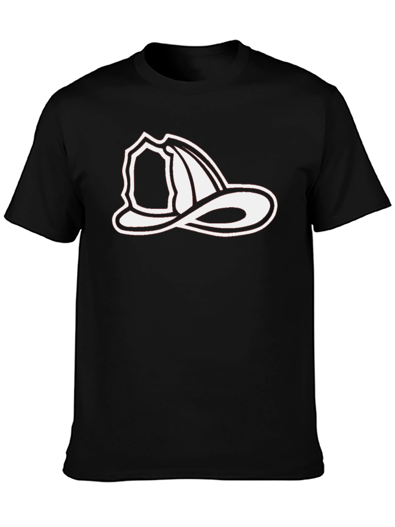 Black T-Shirt with Firefighter Hat Graphic
