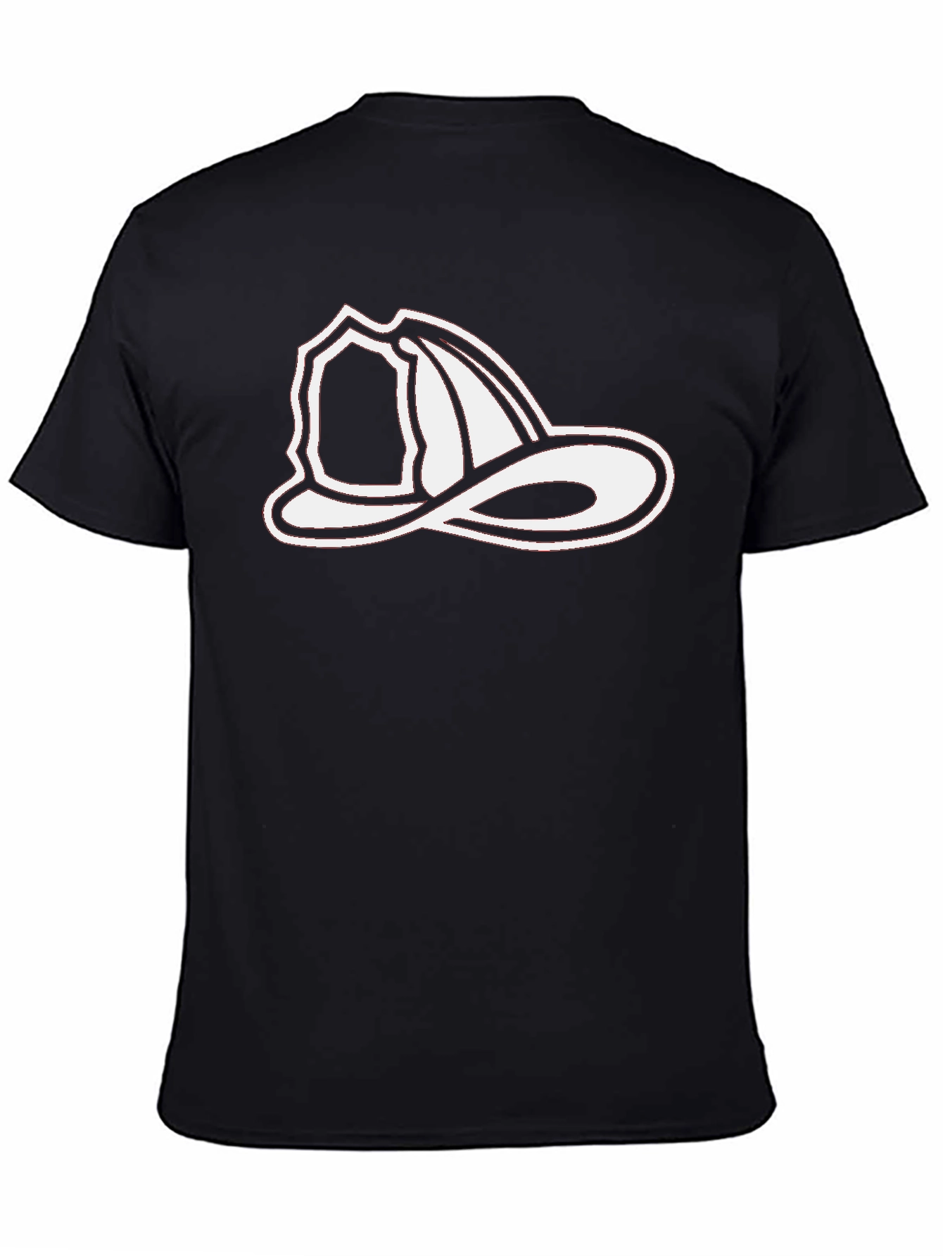 Black T-Shirt with Firefighter Hat Graphic