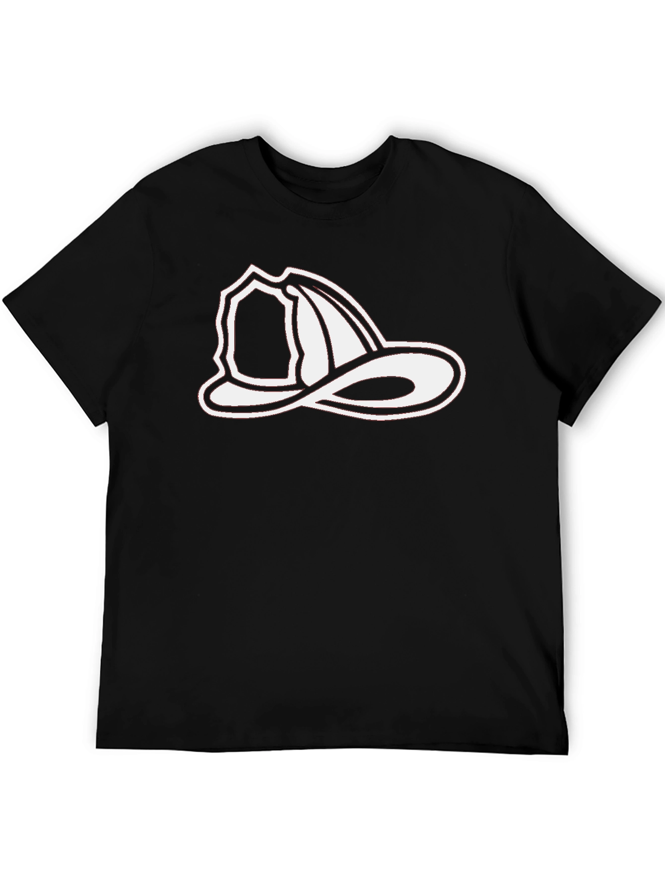 Black T-Shirt with Firefighter Hat Graphic