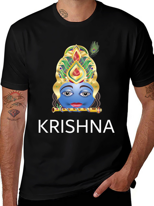 Krishna Graphic Tee - Black Cotton Blend T-Shirt