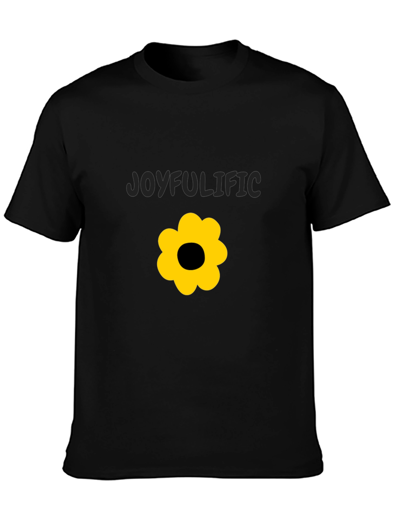 Joyfulific Black Graphic Tee with Flower