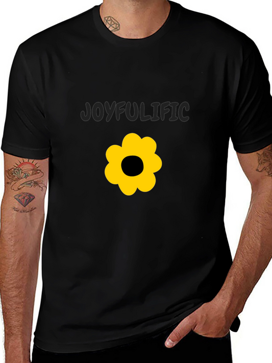 Joyfulific Black Graphic Tee with Flower