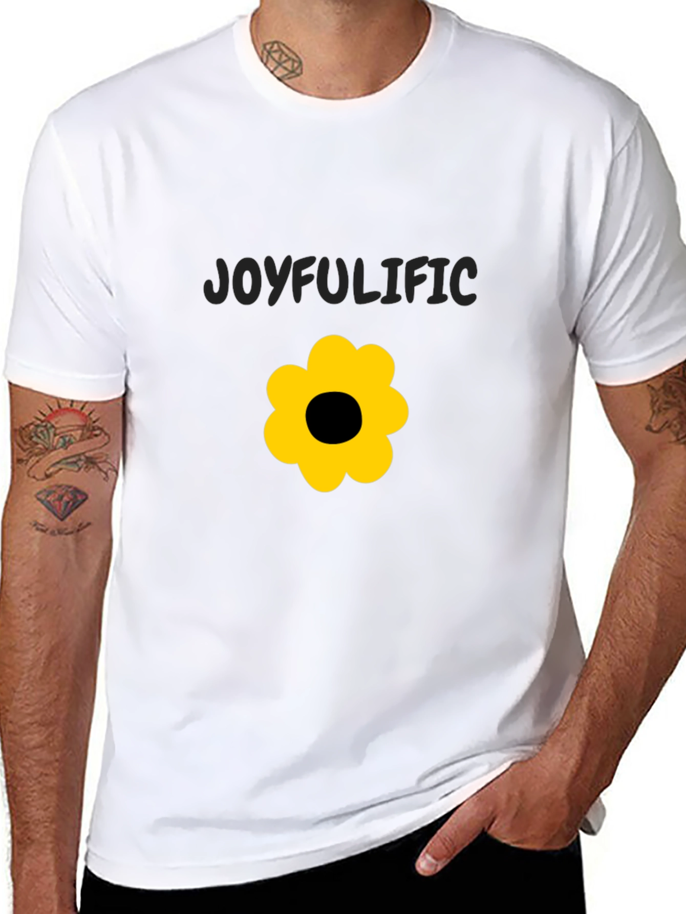 Joyfulific Black Graphic Tee with Flower