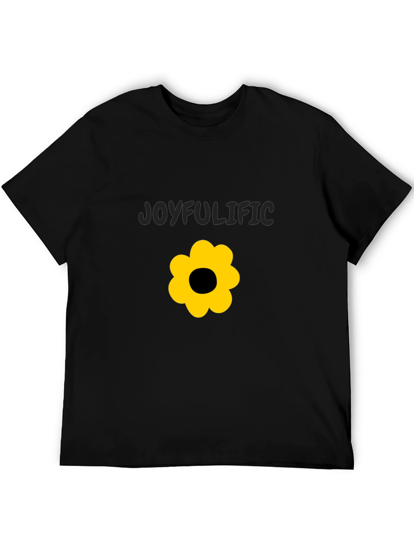 Joyfulific Black Graphic Tee with Flower