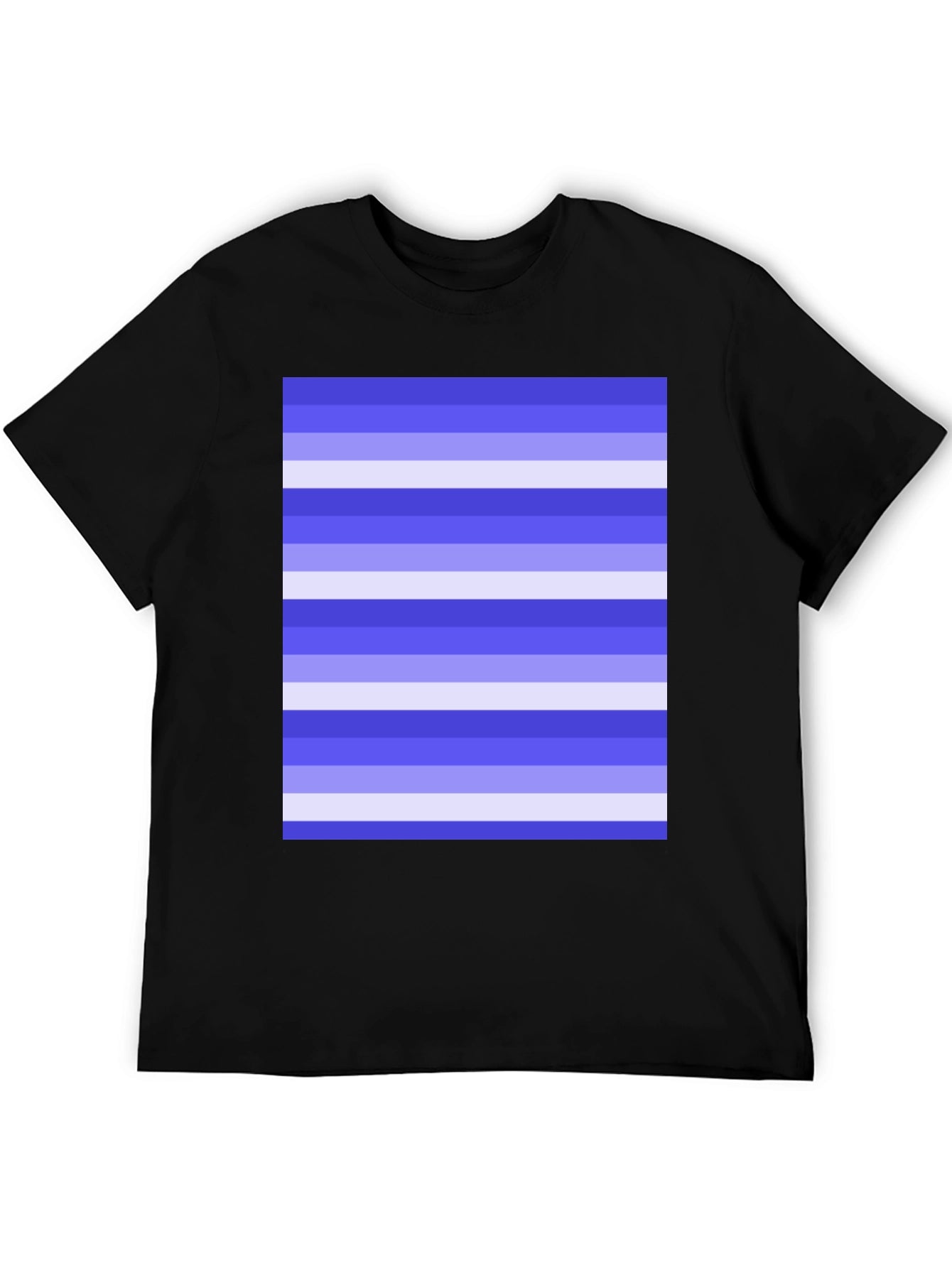 Striped Pattern Black Cotton Casual T-Shirt