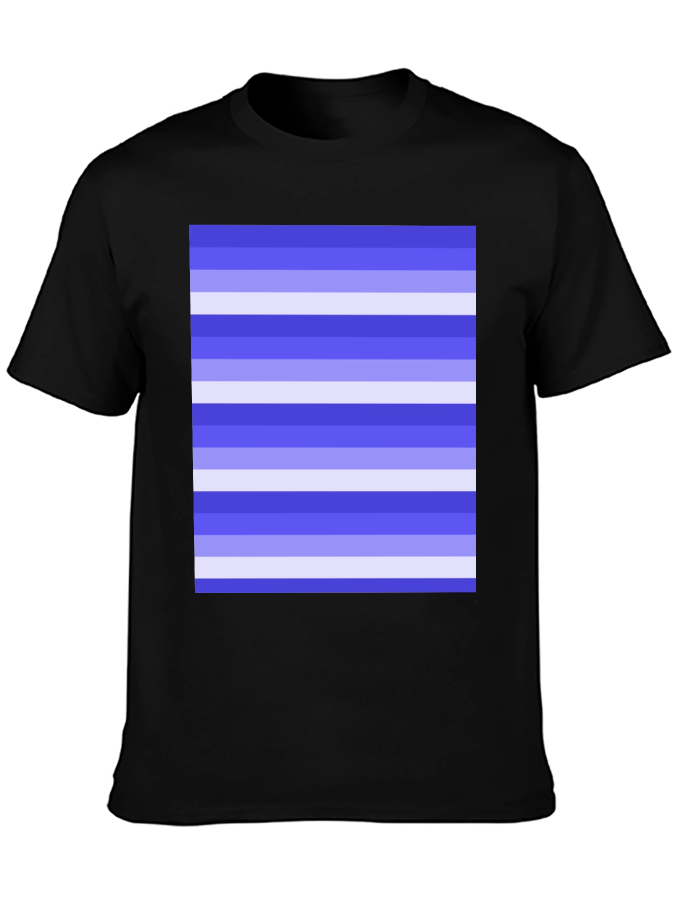 Striped Pattern Black Cotton Casual T-Shirt