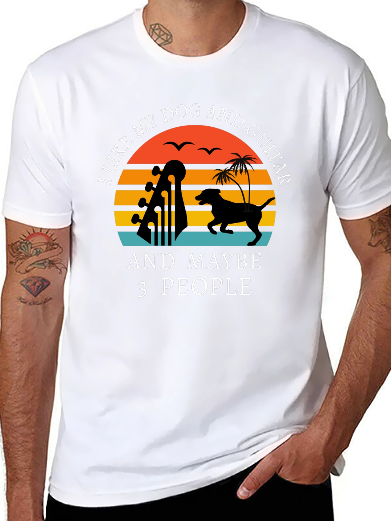Dog and Guitar Lover T-Shirt - Funny Sarcastic Tee