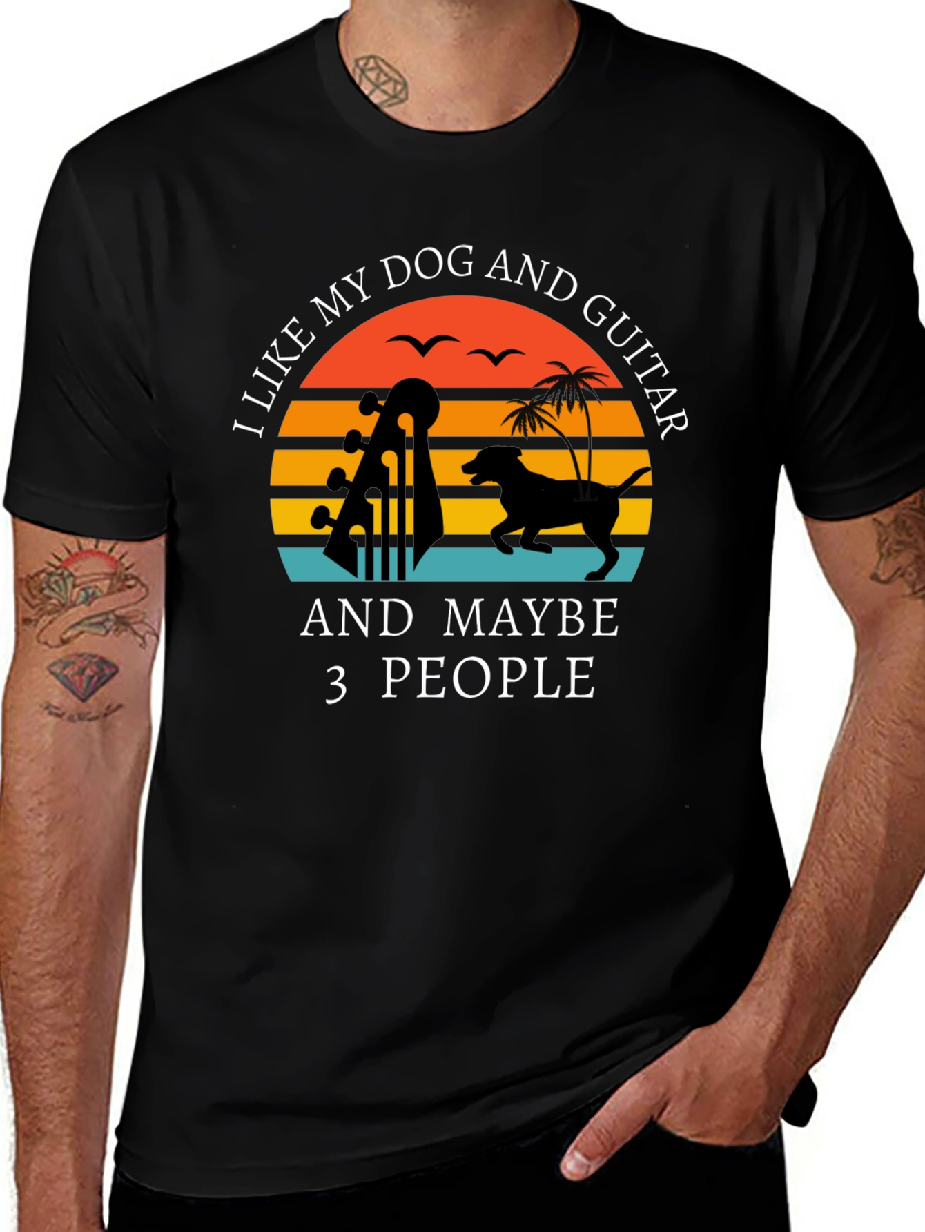Dog and Guitar Lover T-Shirt - Funny Sarcastic Tee