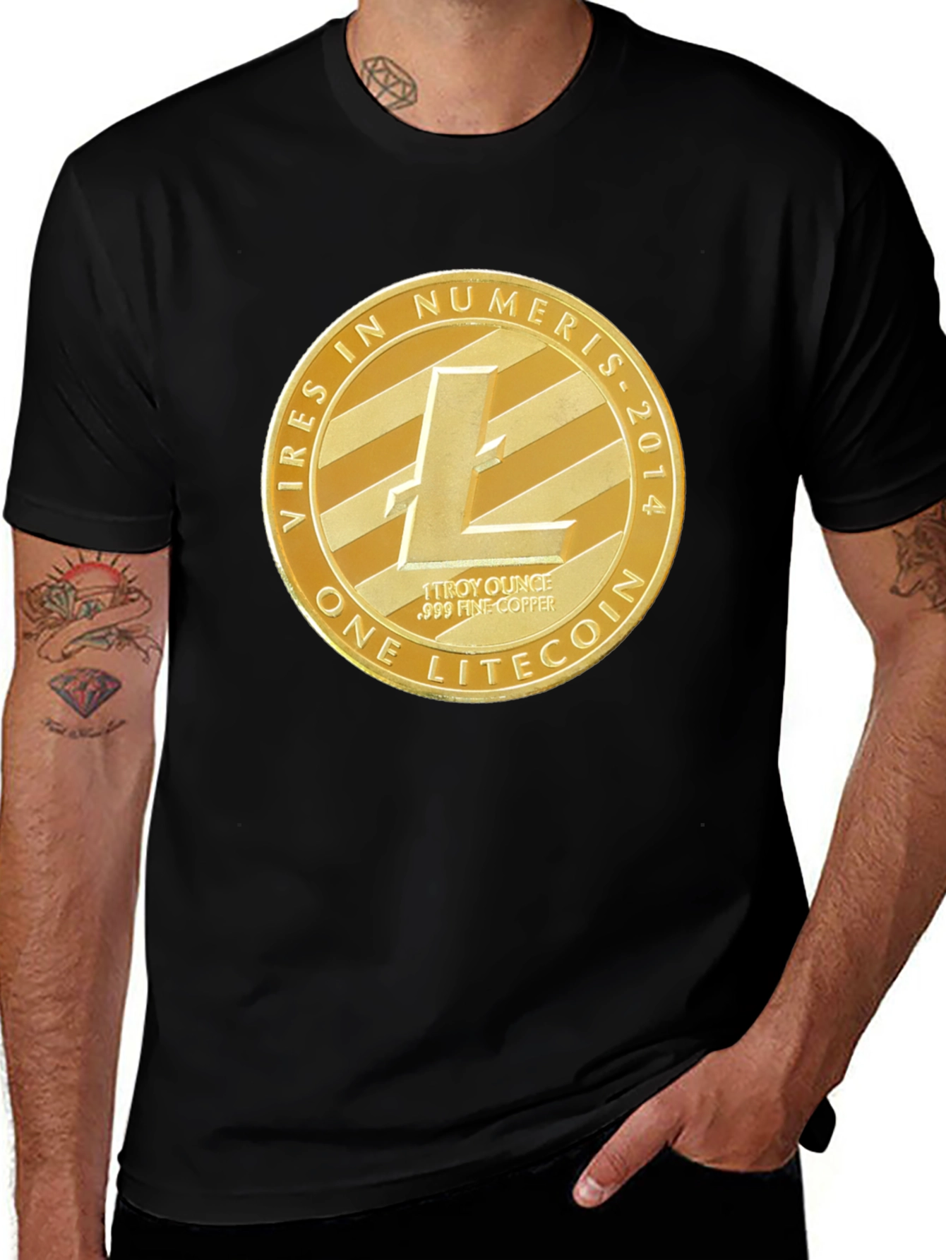 Litecoin Crypto Tee - Mens Black Graphic T-Shirt