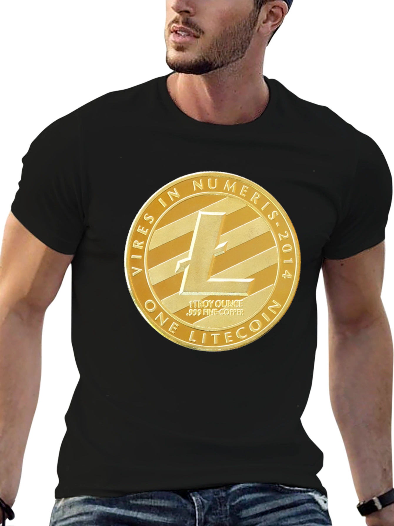 Litecoin Crypto Tee - Mens Black Graphic T-Shirt