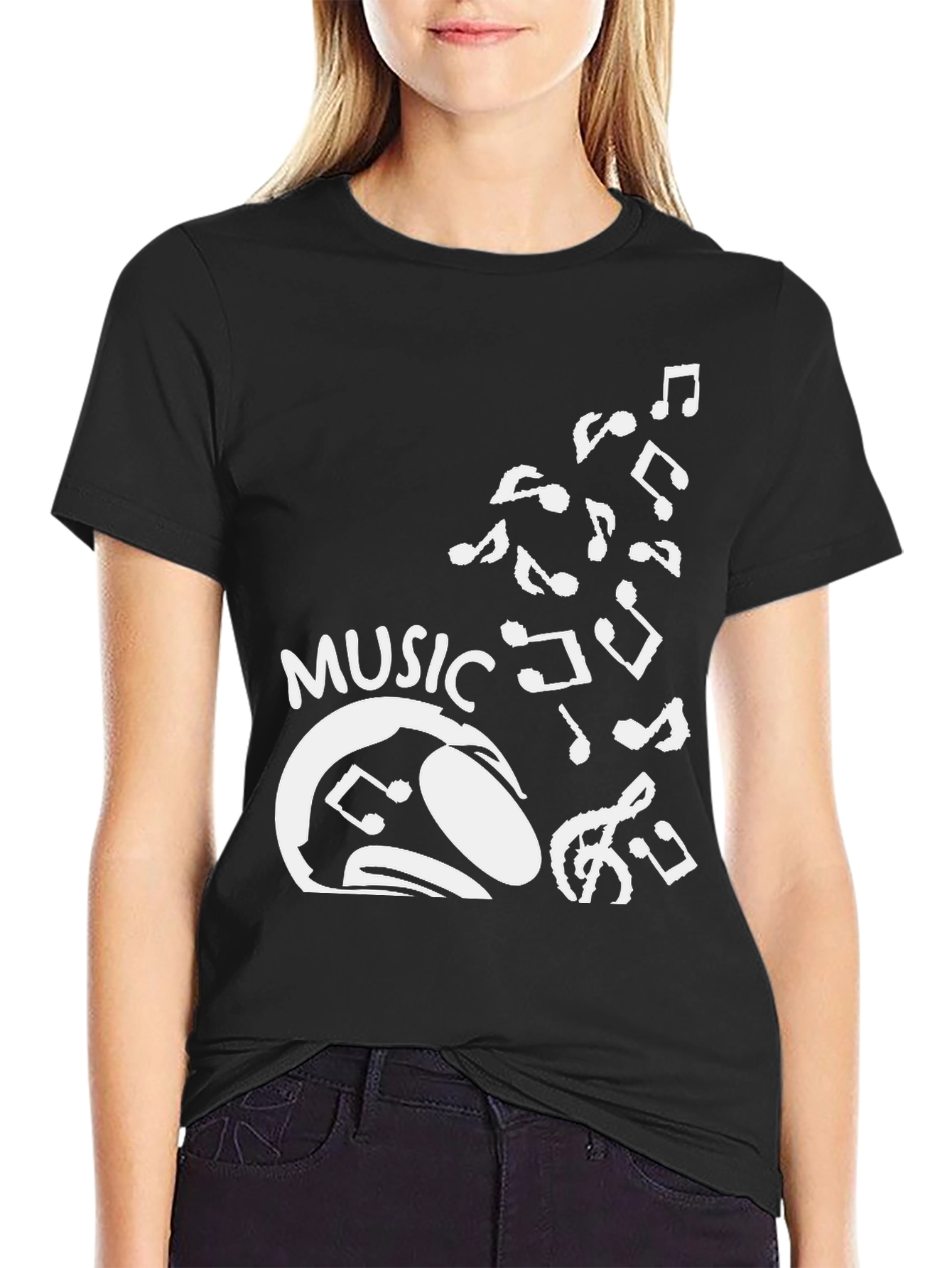 Music Lovers Graphic Tee - Black Cotton T-Shirt