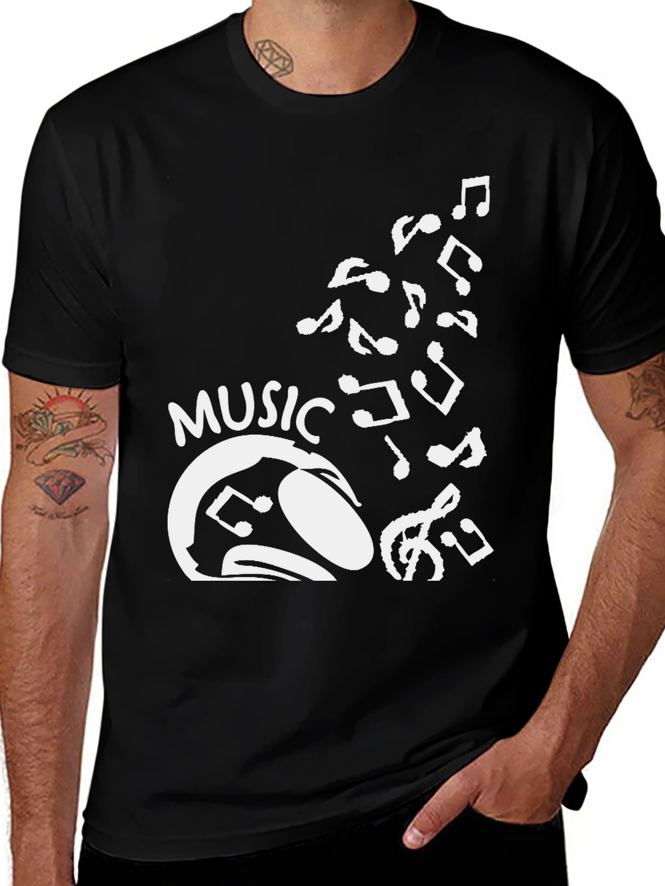 Music Lovers Graphic Tee - Black Cotton T-Shirt