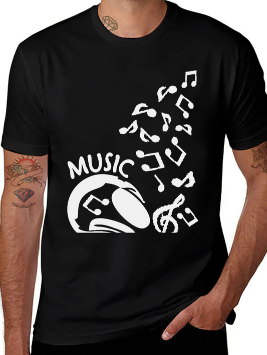 Music Lovers Graphic Tee - Black Cotton T-Shirt