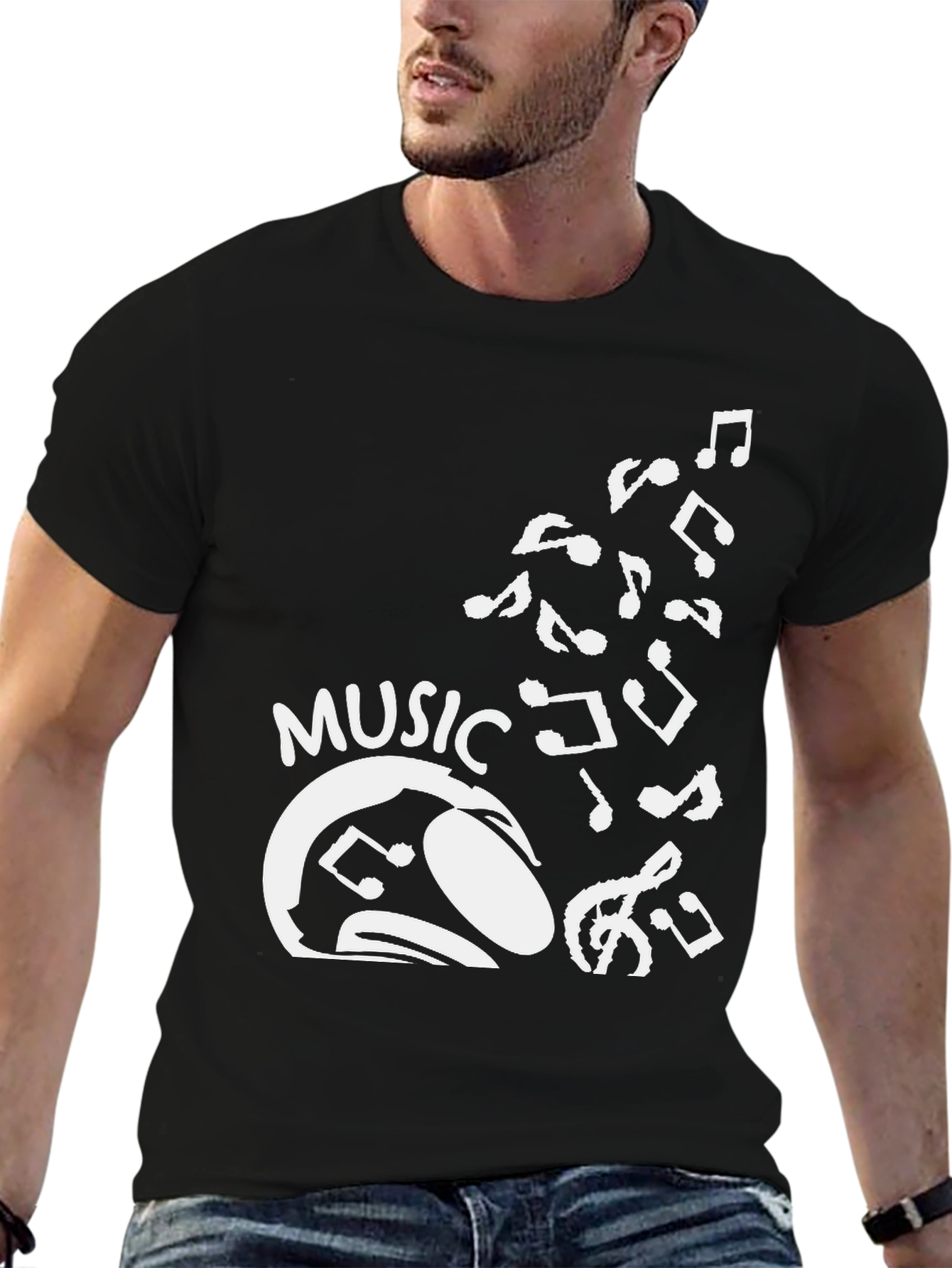 Music Lovers Graphic Tee - Black Cotton T-Shirt
