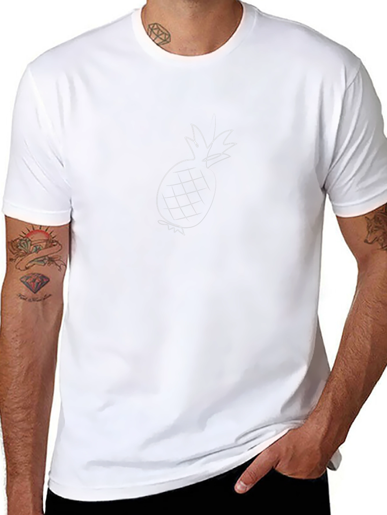 Minimalist Pineapple Graphic Black T-Shirt