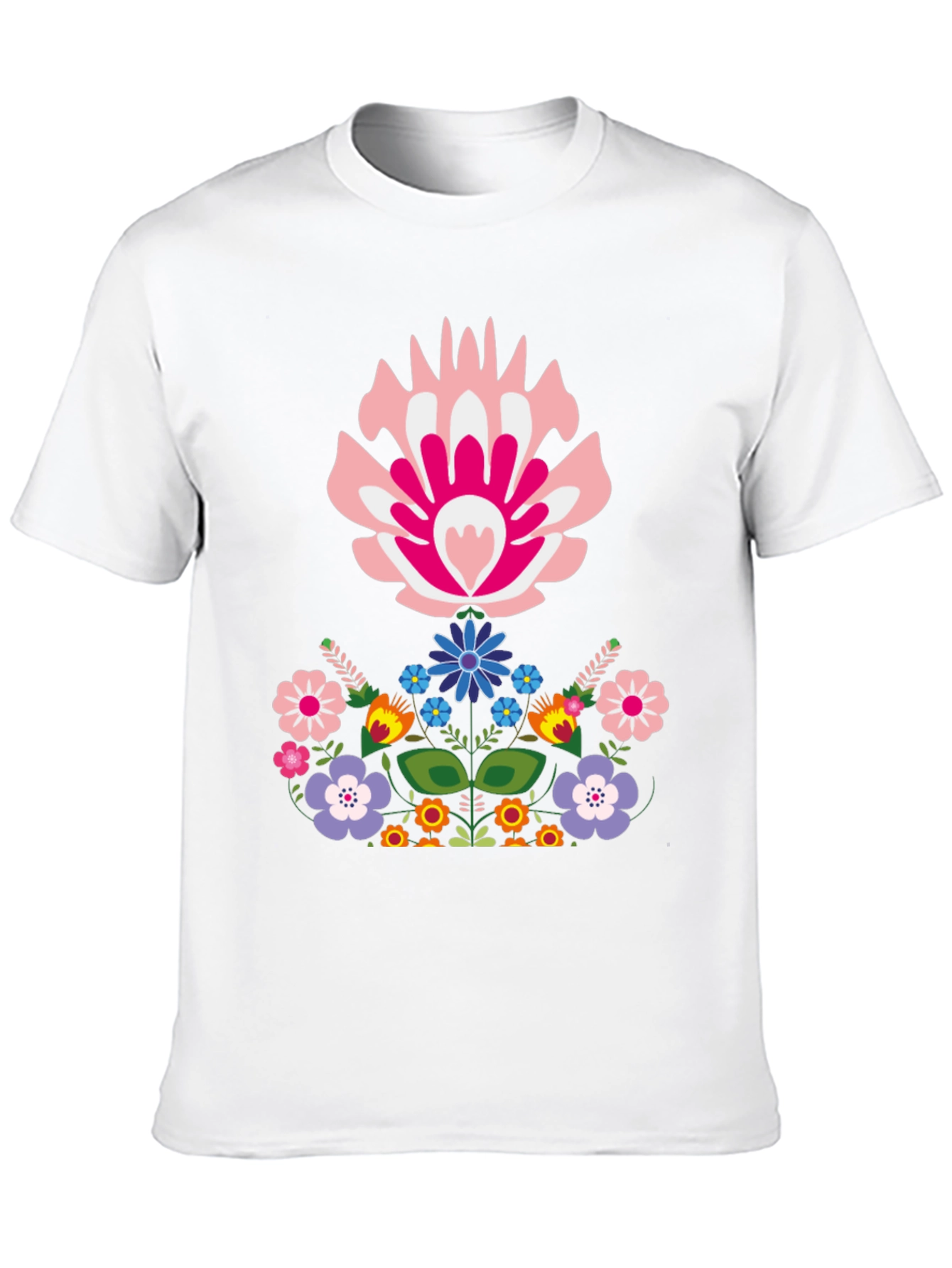 Floral Folk Art Graphic Tee - Black
