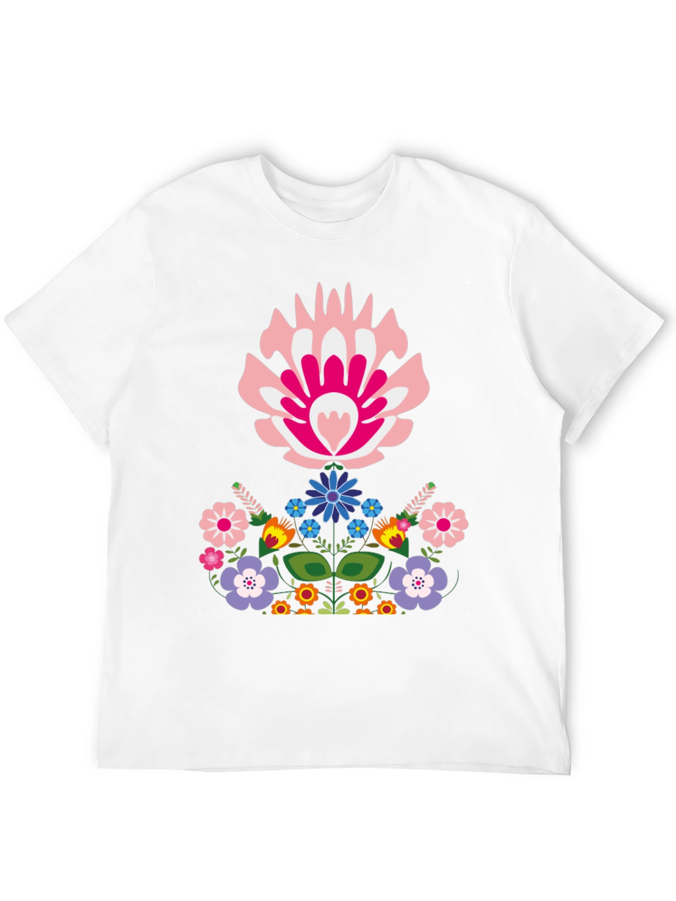 Floral Folk Art Graphic Tee - Black