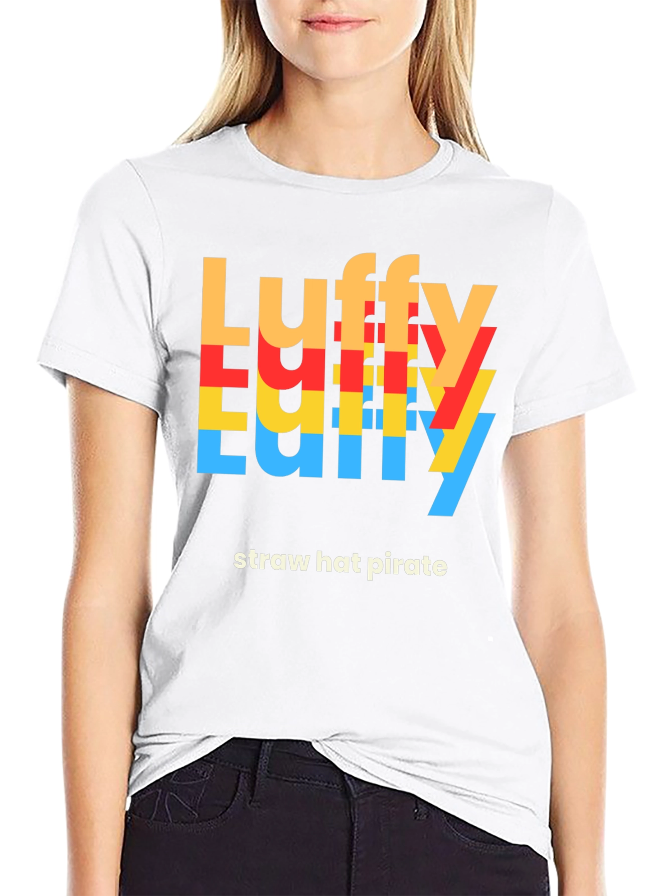 Luffy Straw Hat Pirate Graphic Tee - Black