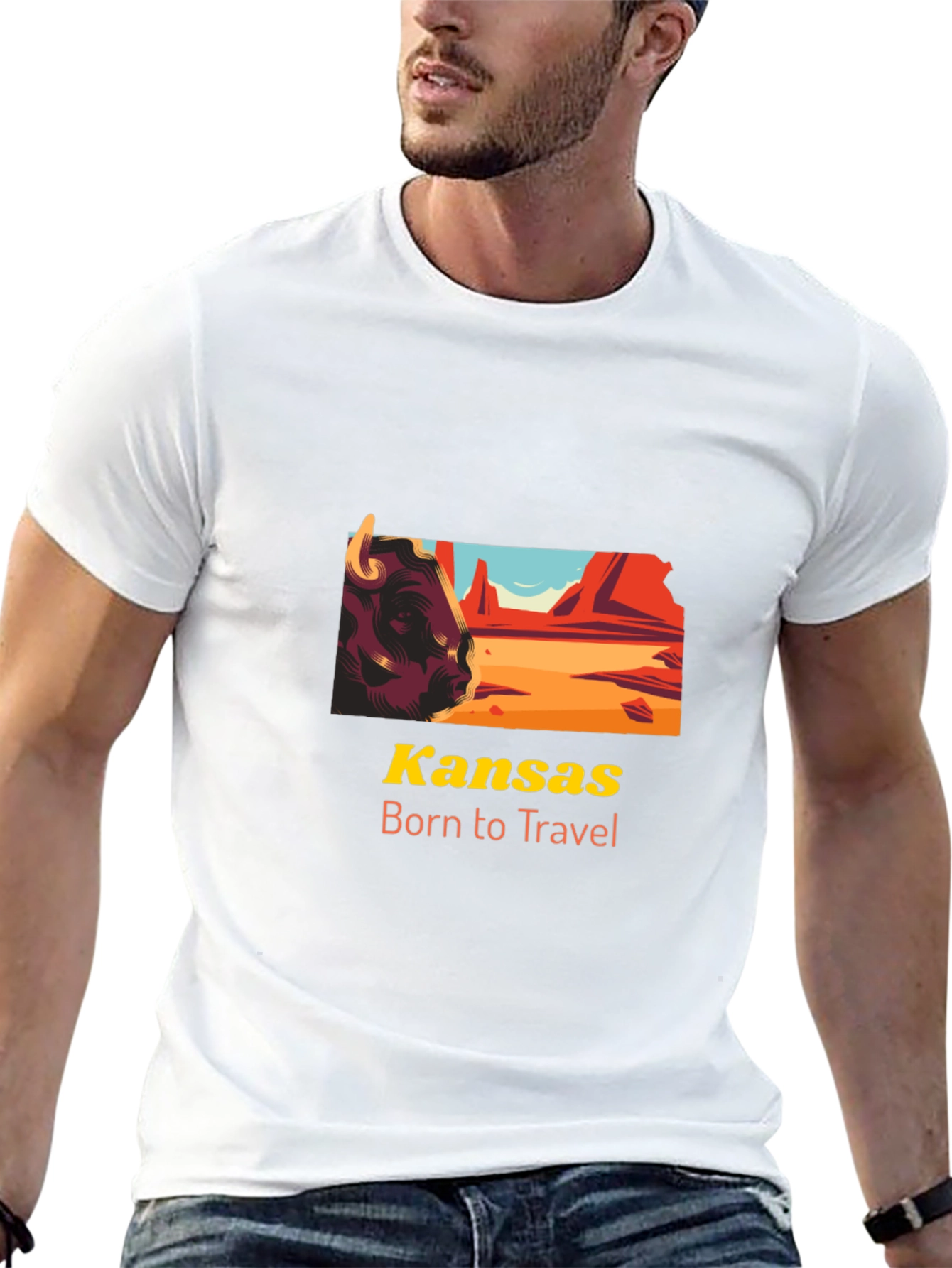 Kansas Born to Travel Graphic Tee - Black