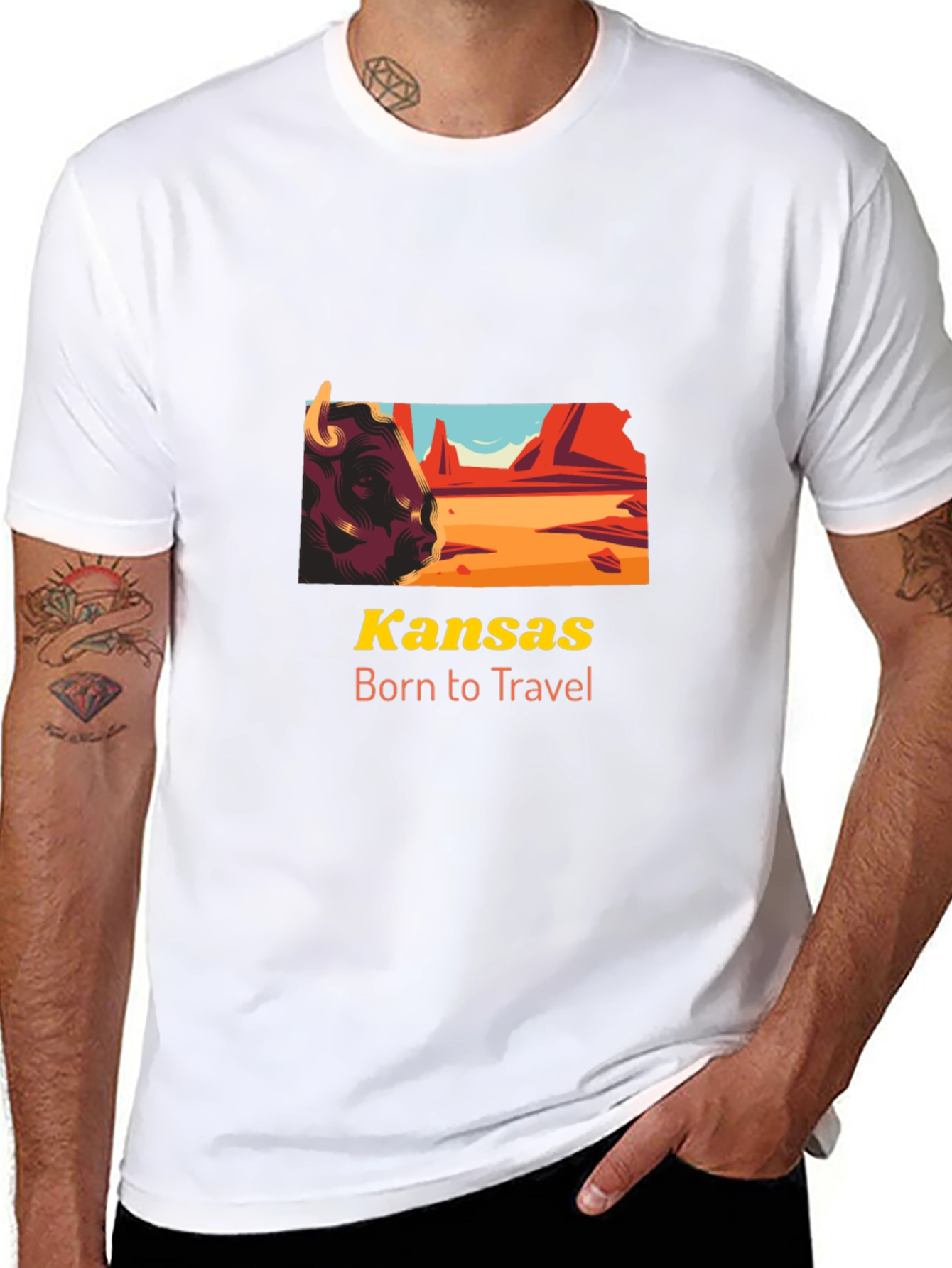 Kansas Born to Travel Graphic Tee - Black