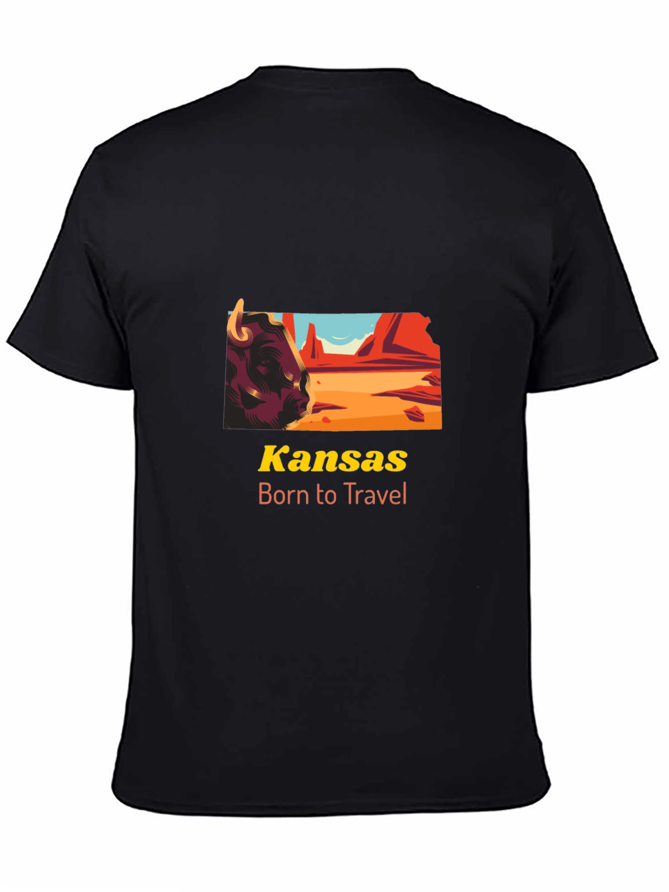 Kansas Born to Travel Graphic Tee - Black