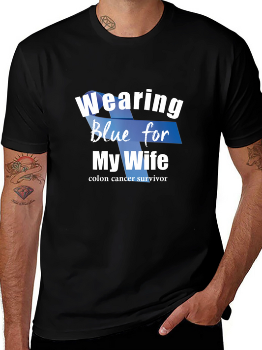 Blue For My Wife Colon Cancer Survivor T-Shirt