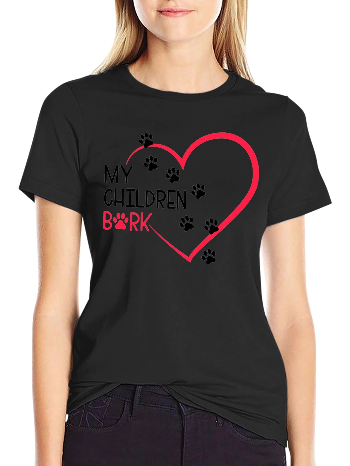 My Children Bark T-Shirt Dog Paw Heart