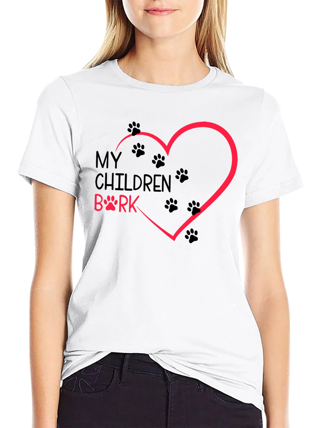 My Children Bark T-Shirt Dog Paw Heart