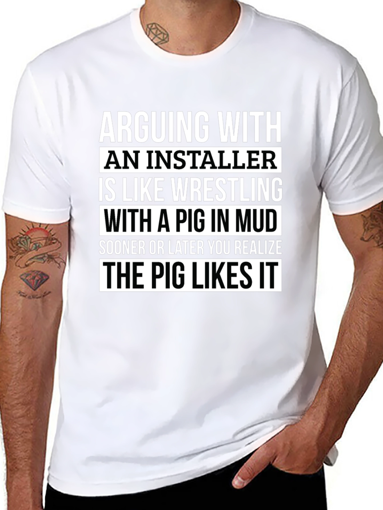 Installer Pig T-Shirt: Funny Sarcastic Humor