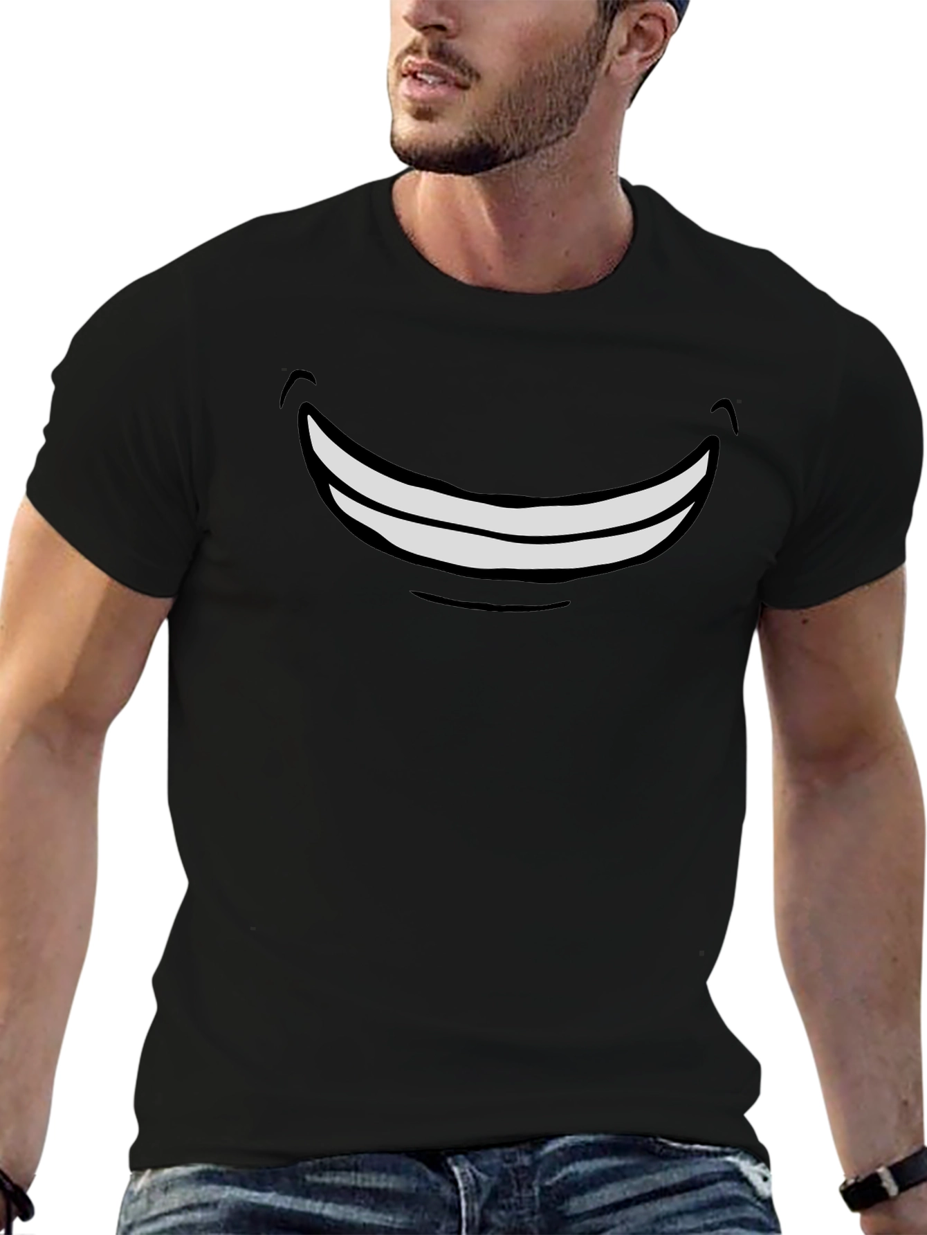 Smiling Face Graphic Tee - Casual Comfort