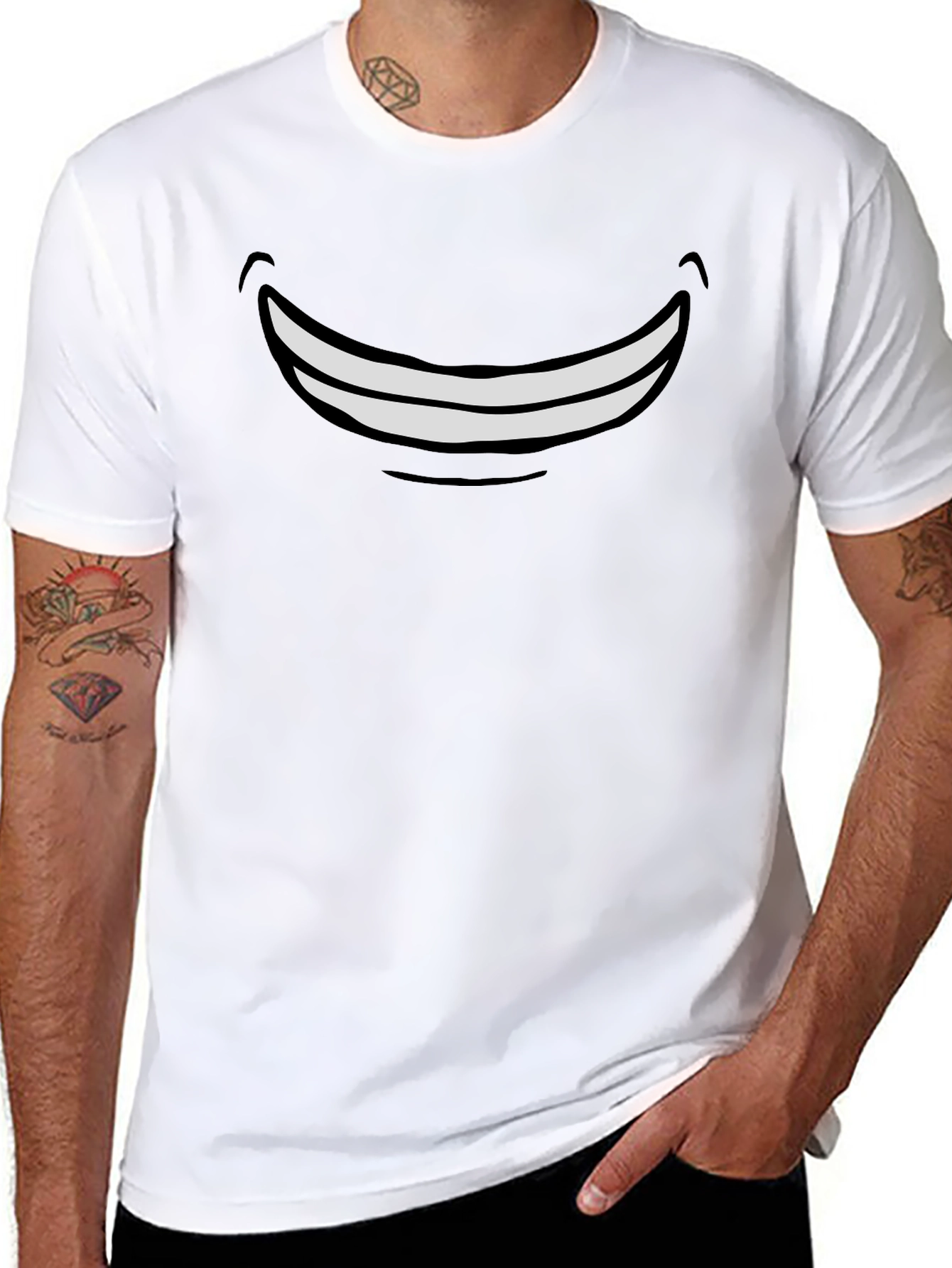 Smiling Face Graphic Tee - Casual Comfort